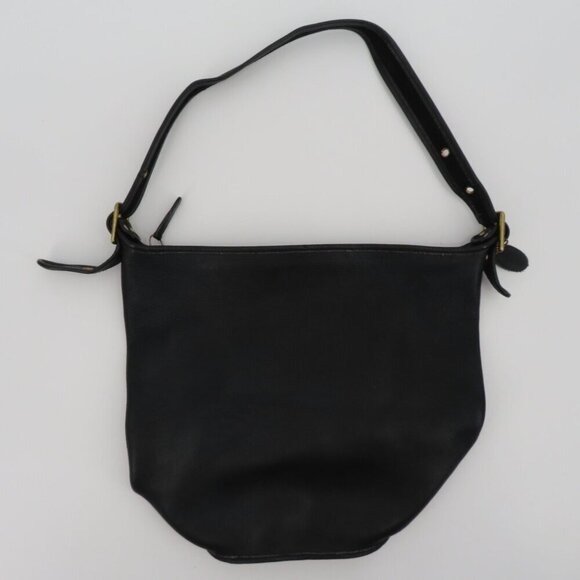 VTG First Class Black Genuine Leather Buckle Strap Bucket Bag Shoulder Handbag - Picture 13 of 13